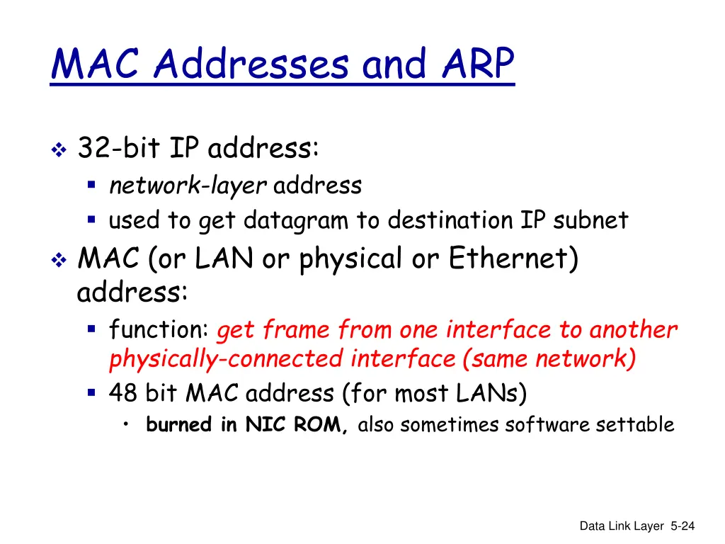 mac addresses and arp