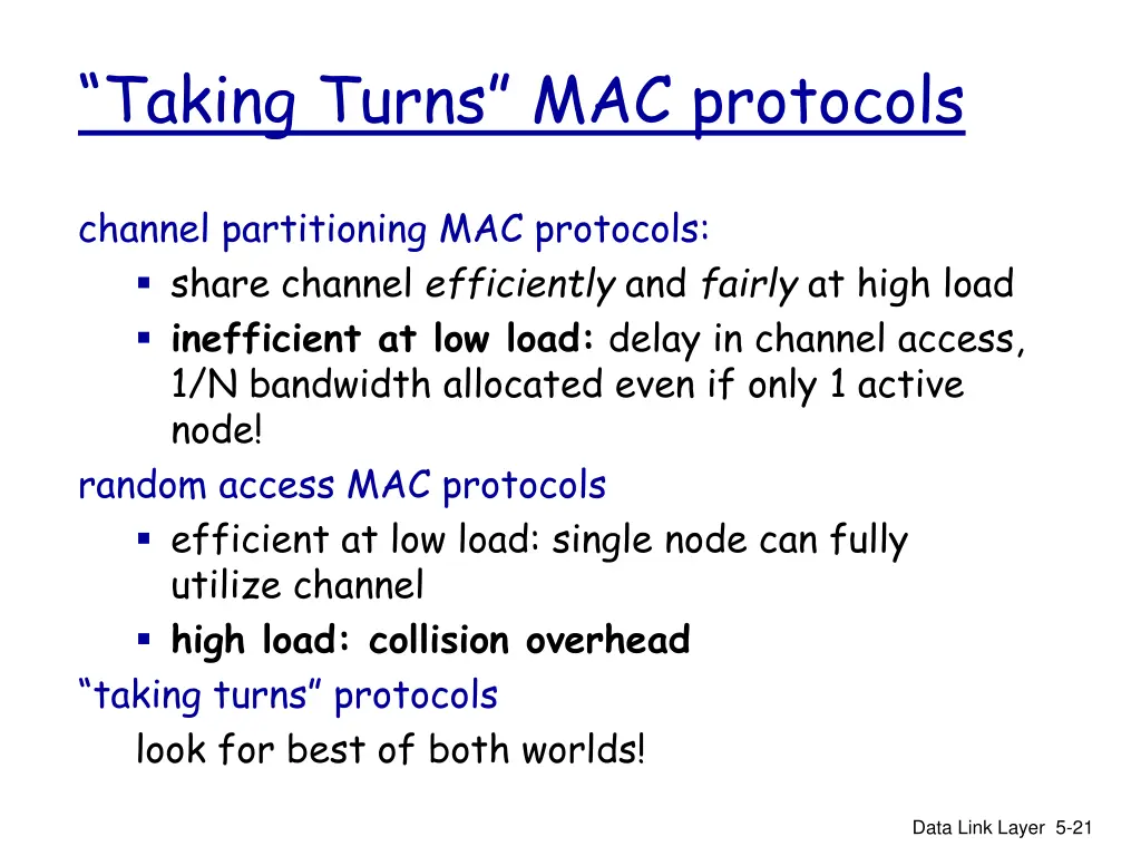 taking turns mac protocols