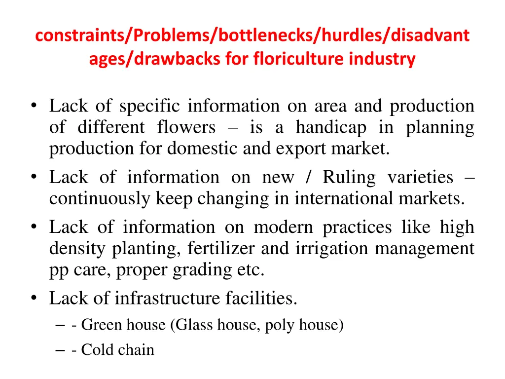 constraints problems bottlenecks hurdles