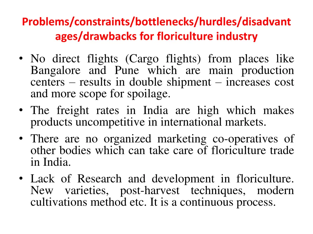 problems constraints bottlenecks hurdles