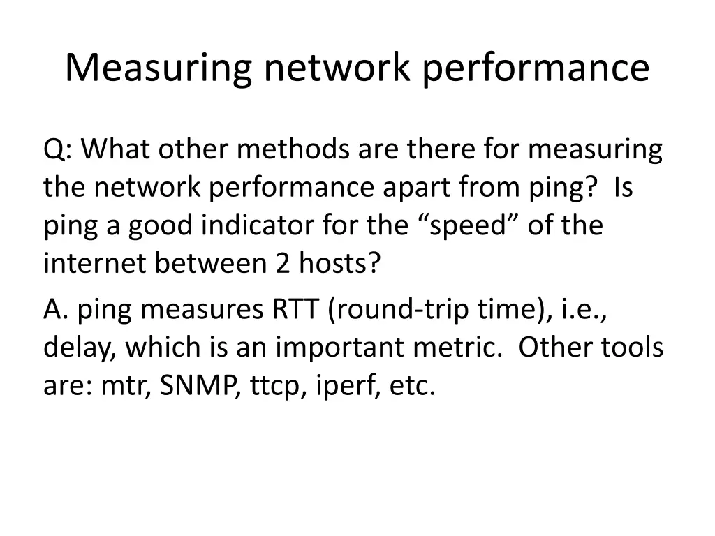 measuring network performance