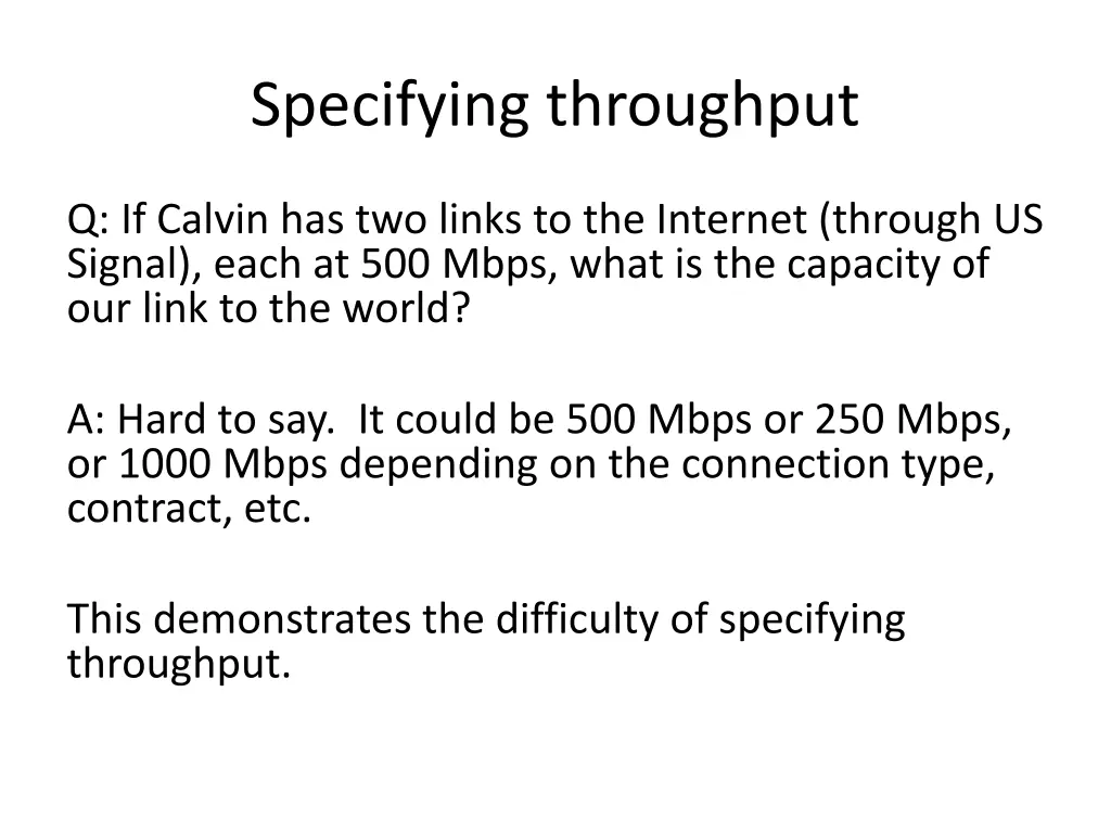 specifying throughput