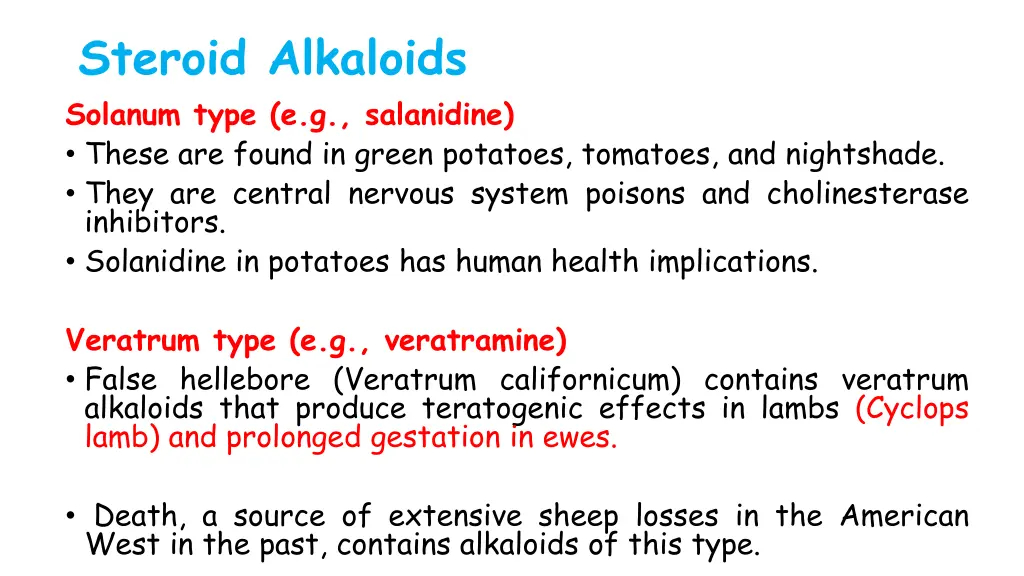 steroid alkaloids solanum type e g salanidine