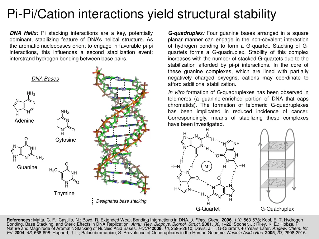 pi pi cation interactions yield structural