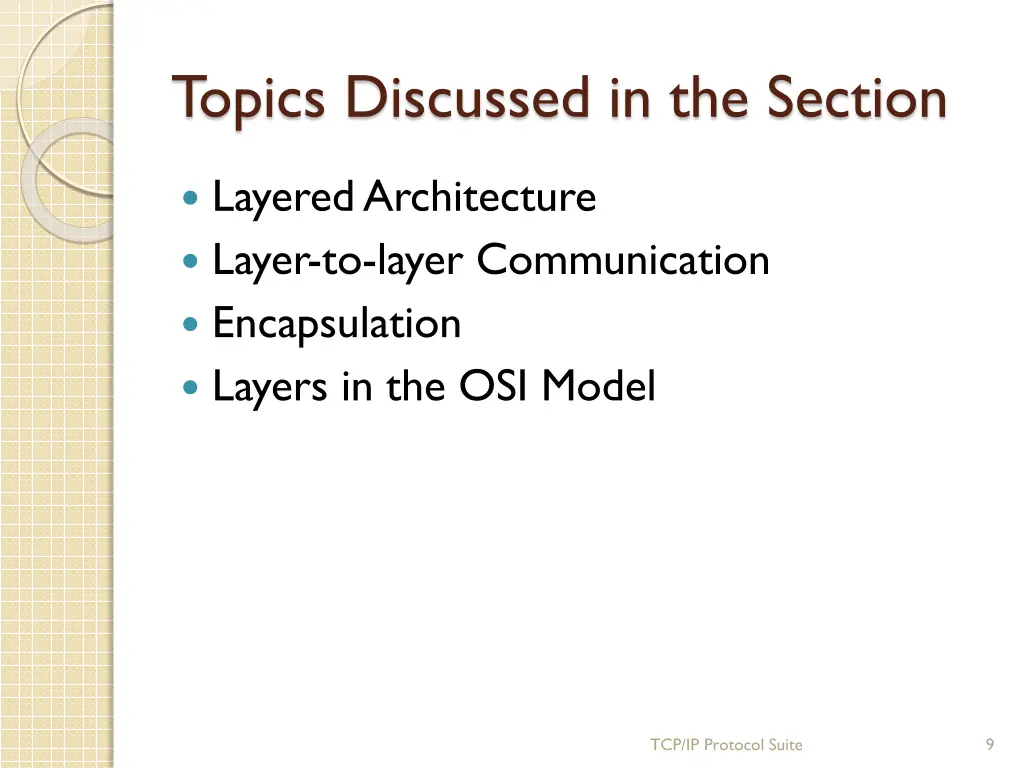 topics discussed in the section