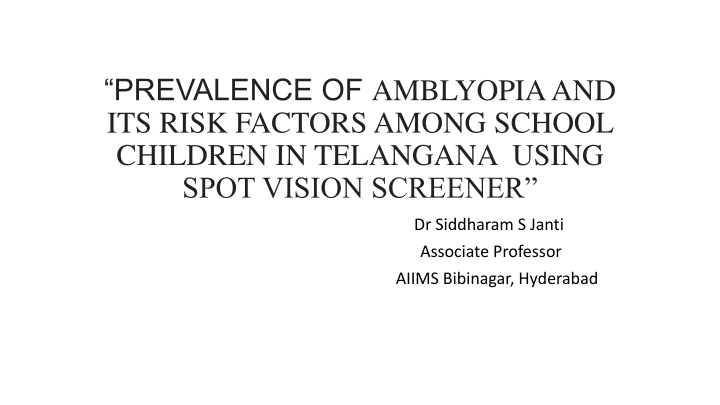 prevalence of amblyopia and its risk factors