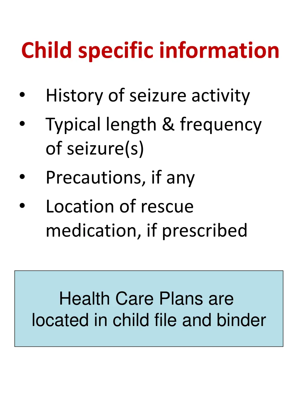 child specific information