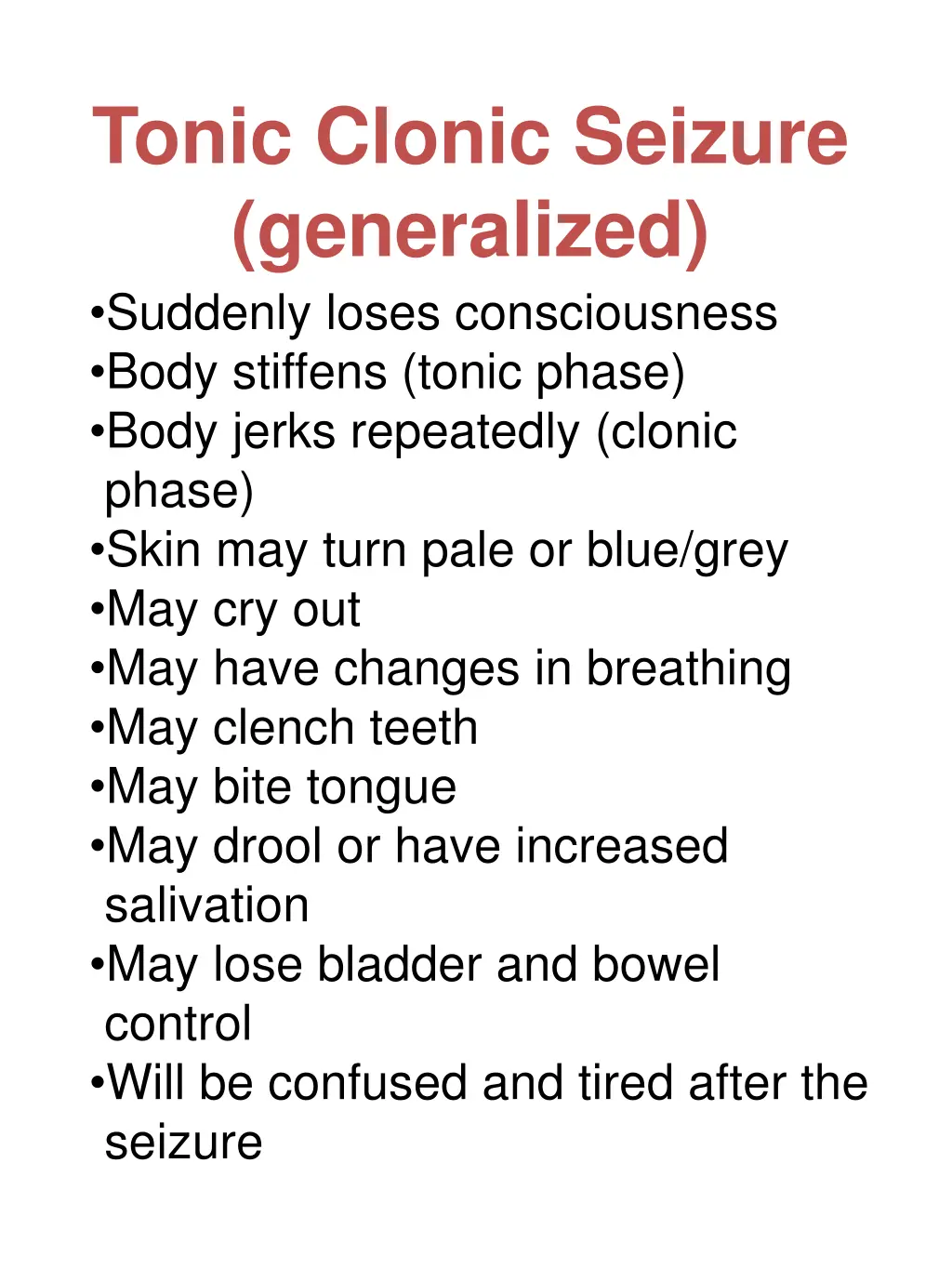 tonic clonic seizure generalized suddenly loses