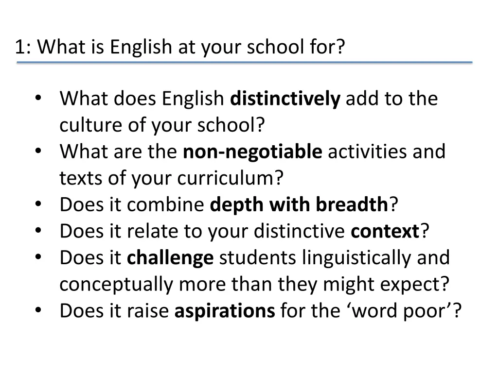 1 what is english at your school for