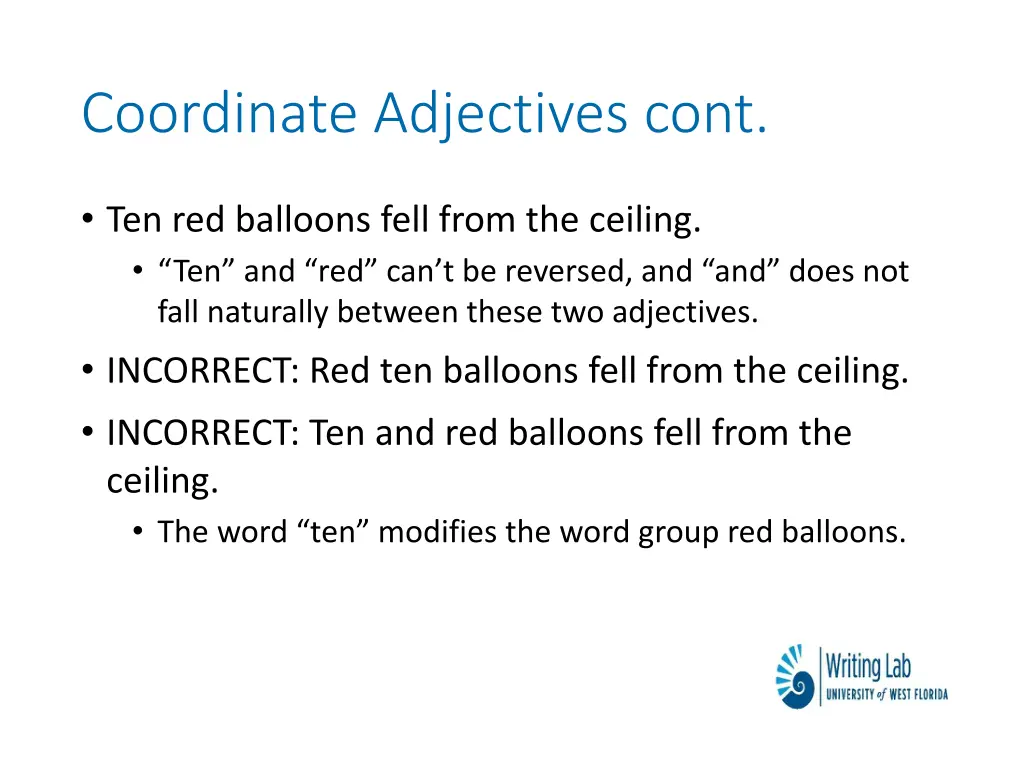 coordinate adjectives cont