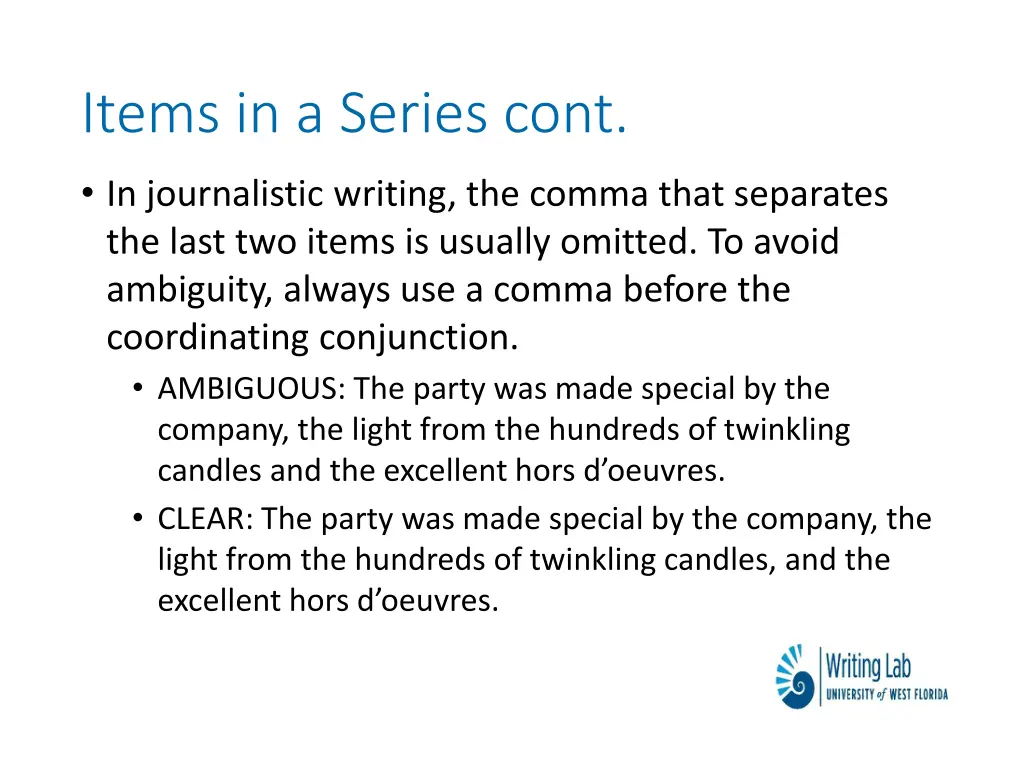 items in a series cont