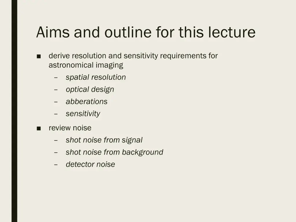 aims and outline for this lecture