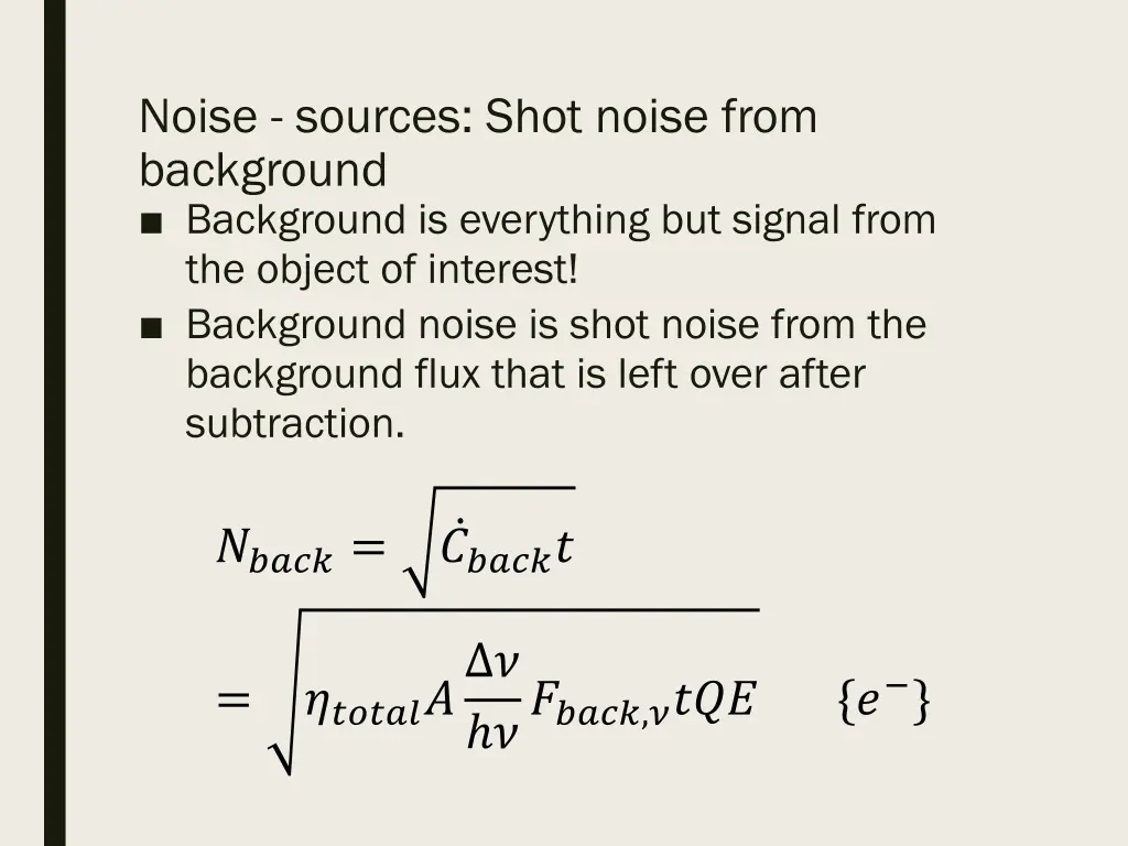 noise sources shot noise from background