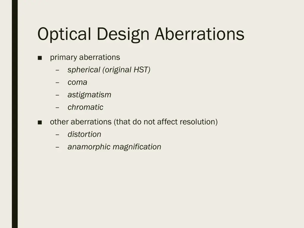 optical design aberrations