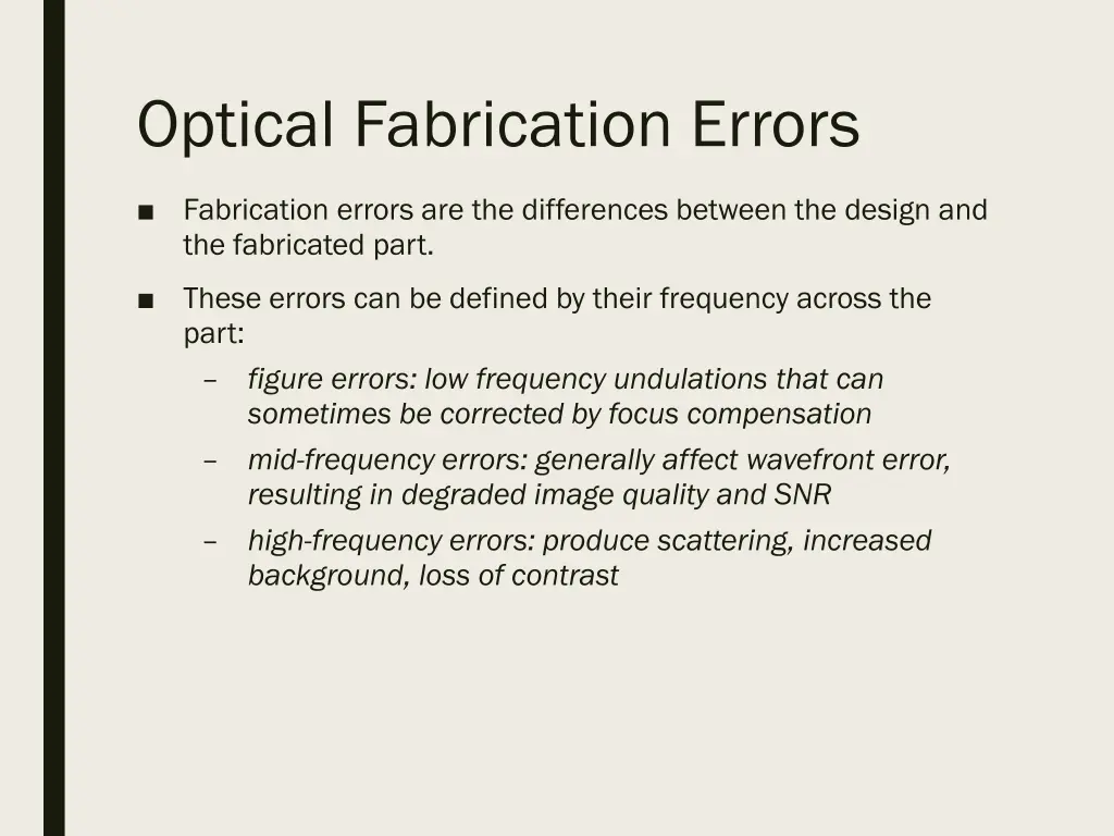 optical fabrication errors