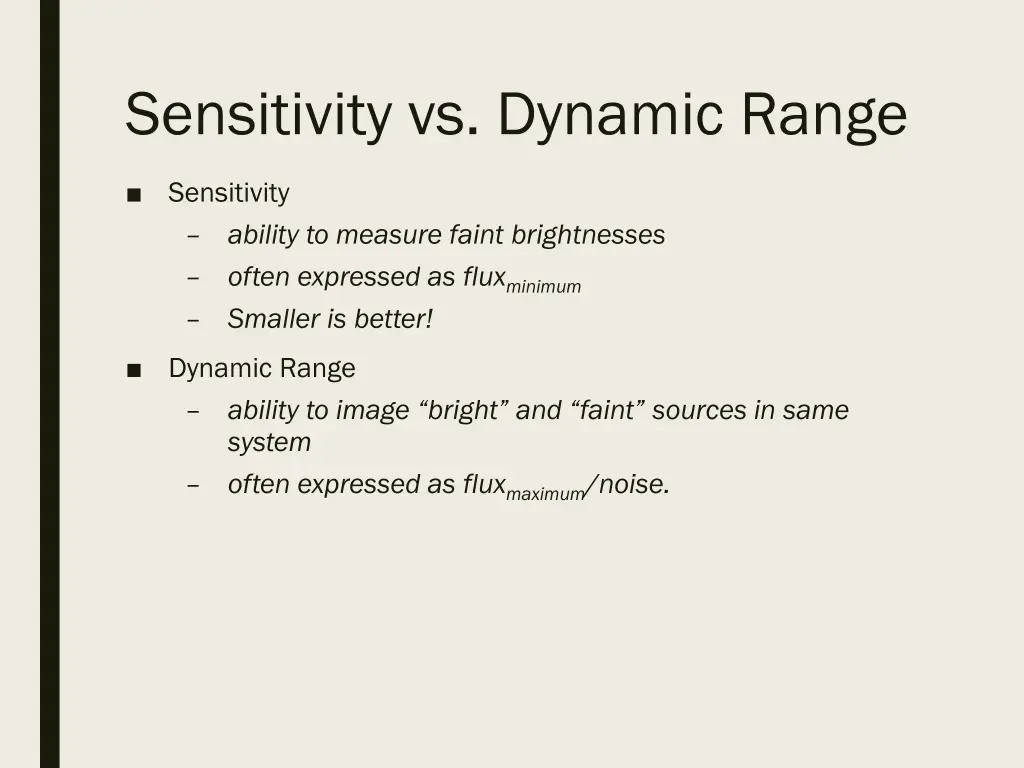 sensitivity vs dynamic range