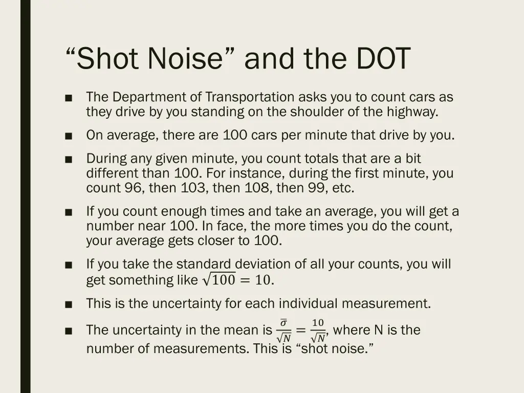 shot noise and the dot