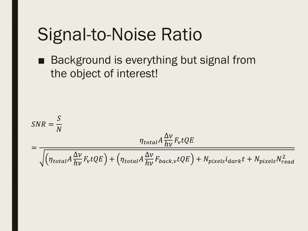 signal to noise ratio