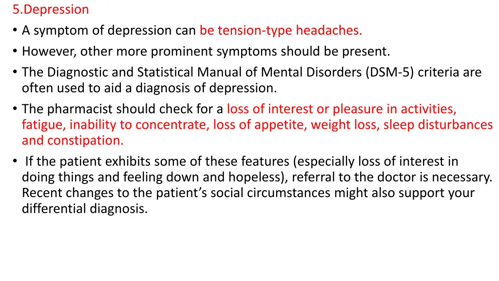 5 depression a symptom of depression