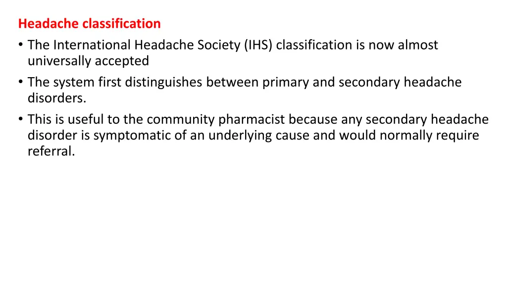 headache classification the international