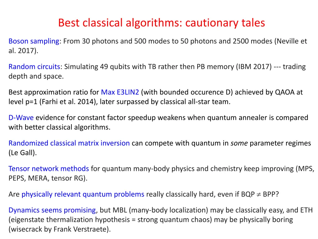 best classical algorithms cautionary tales