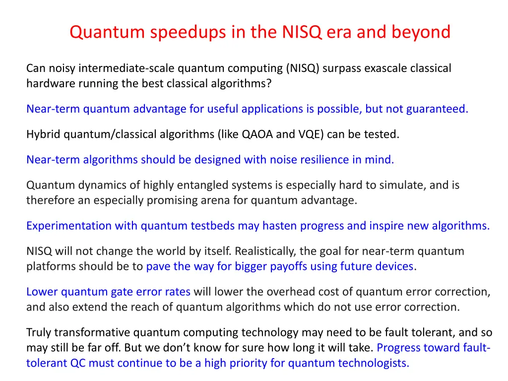 quantum speedups in the nisq era and beyond