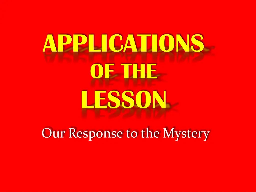 applications of the lesson