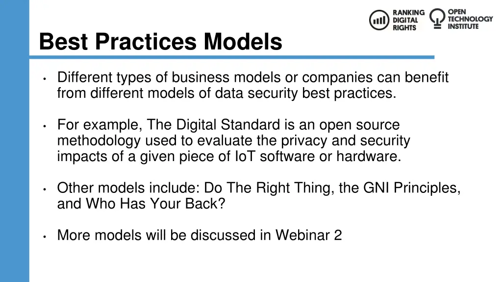 best practices models