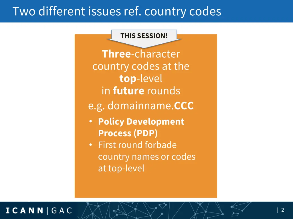 two different issues ref country codes