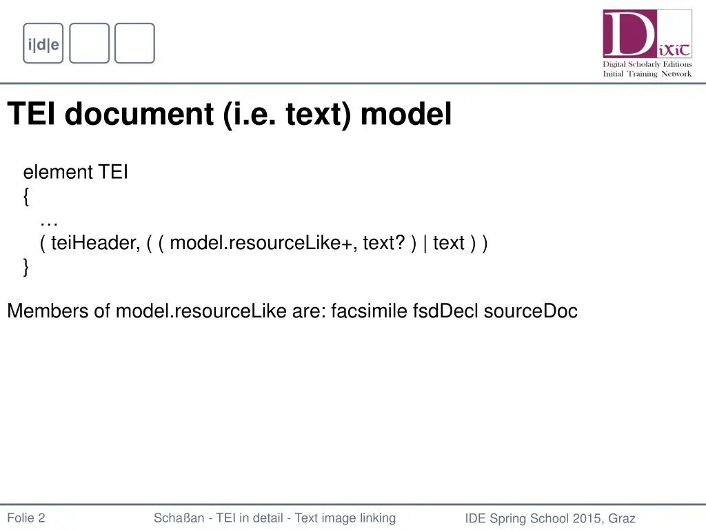 tei document i e text model