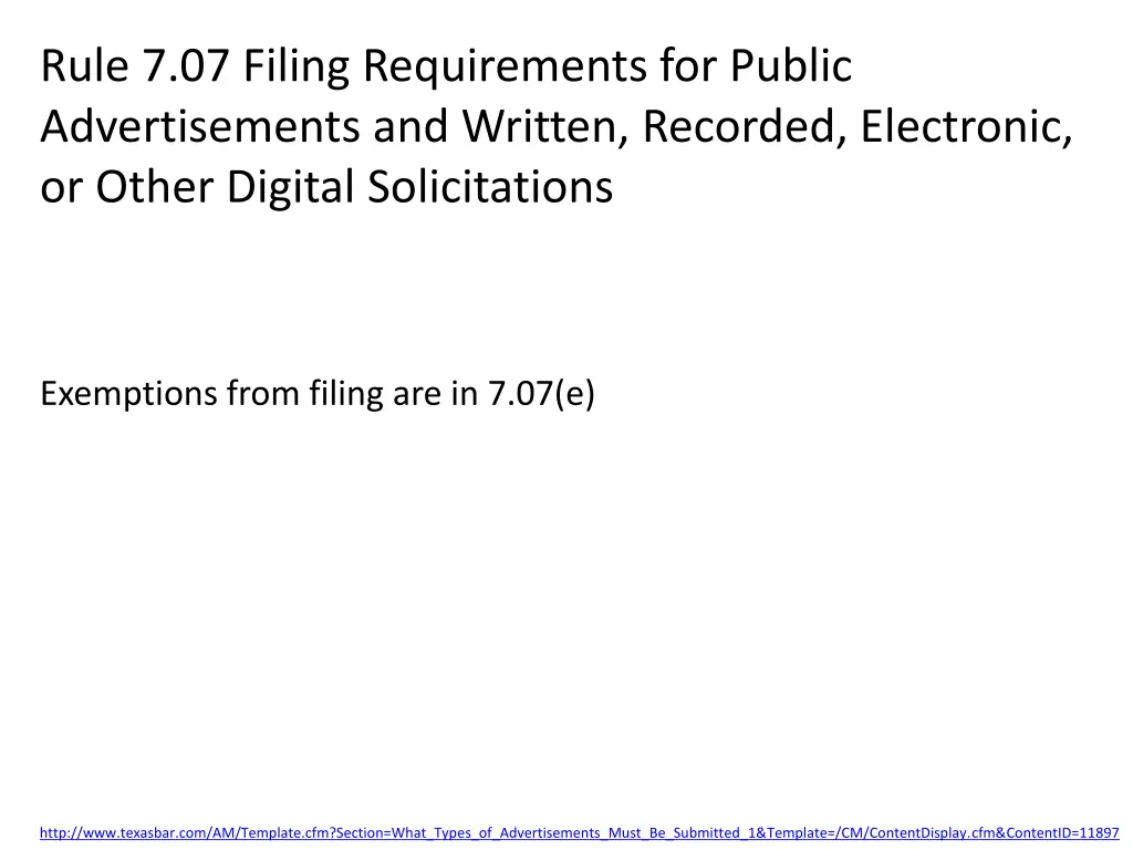 rule 7 07 filing requirements for public