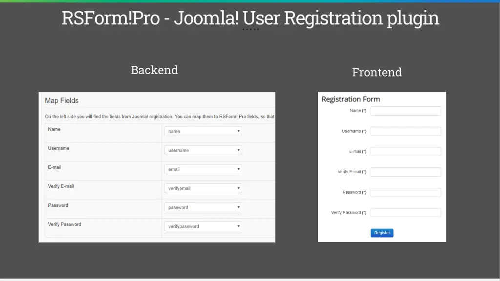 rsform pro joomla user registration plugin