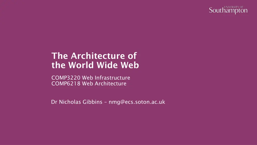 the architecture of the world wide web