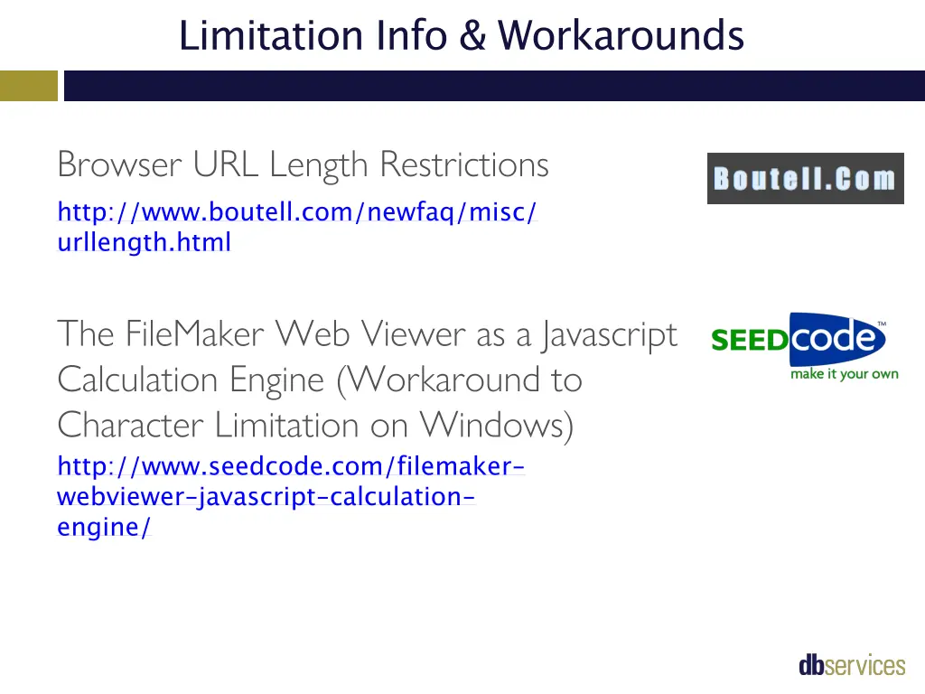 limitation info workarounds