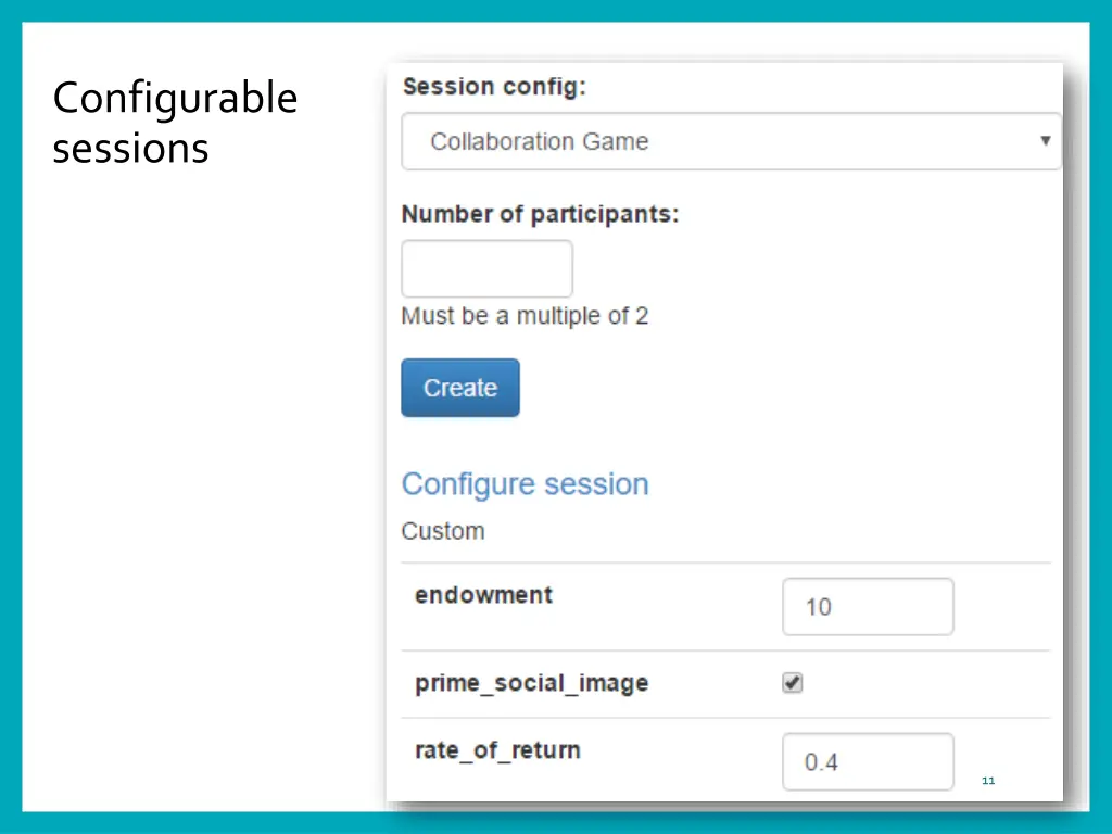 configurable sessions