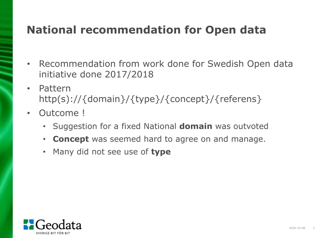 national recommendation for open data