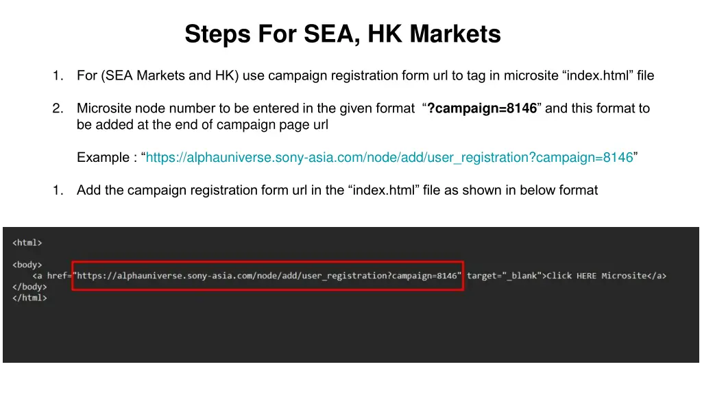 steps for sea hk markets