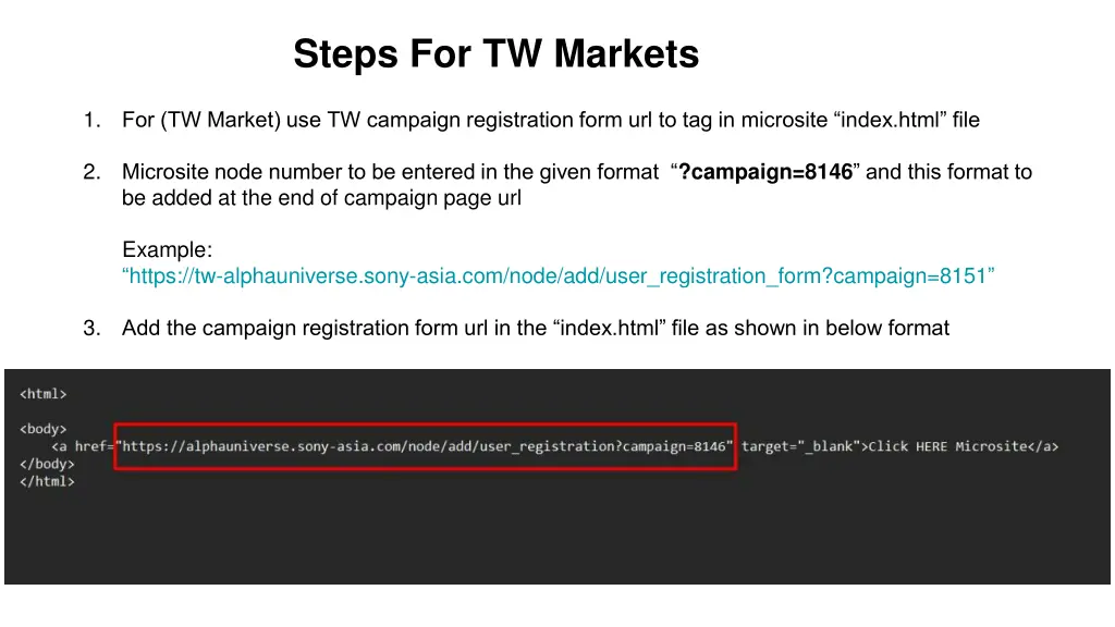 steps for tw markets