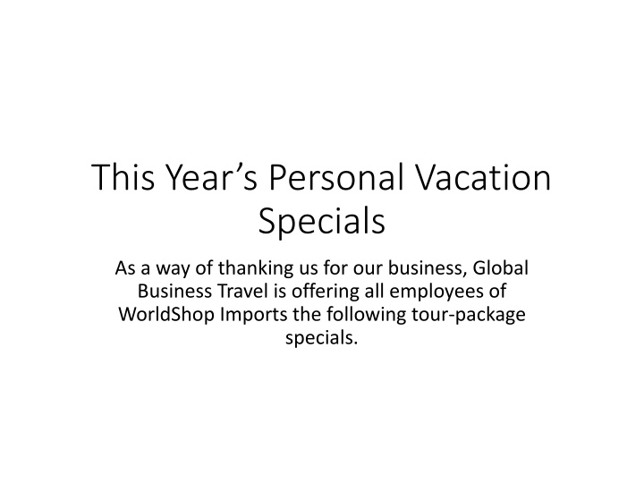 this year s personal vacation specials