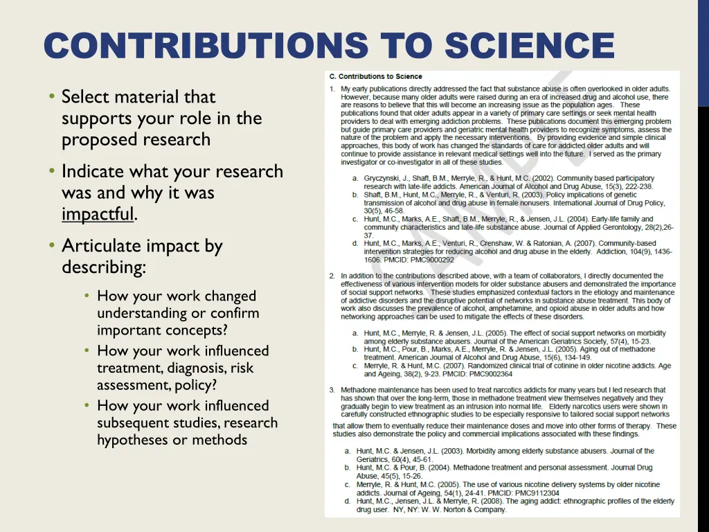 contributions to science