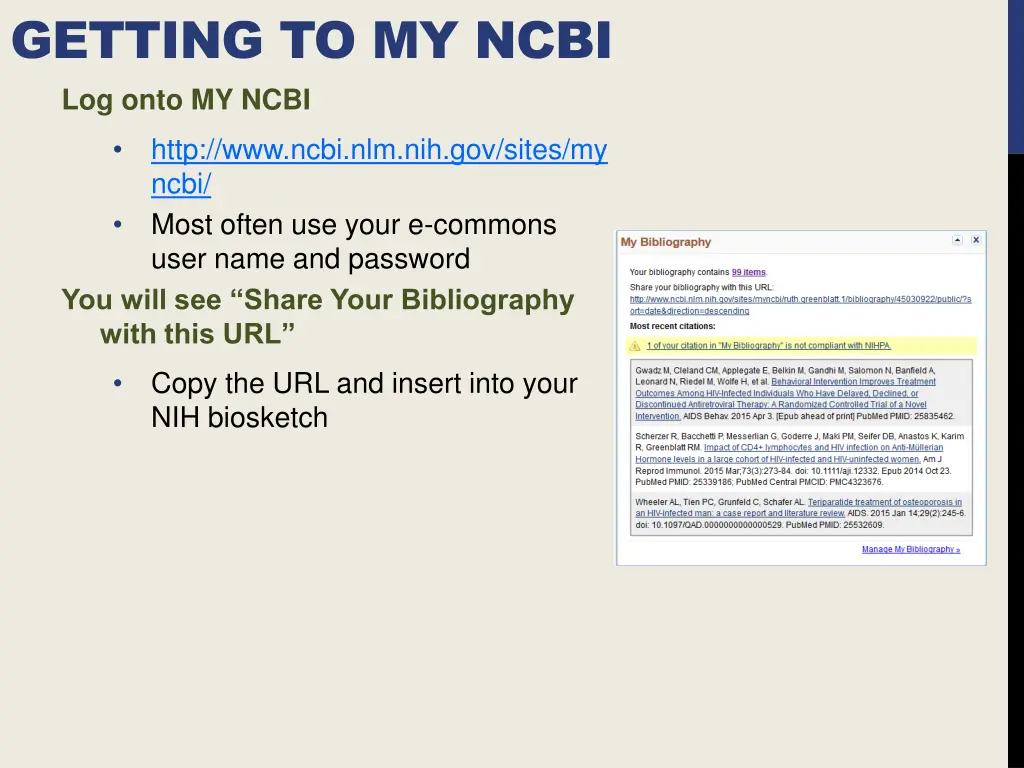 getting to my ncbi log onto my ncbi