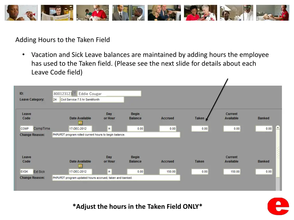 adding hours to the taken field