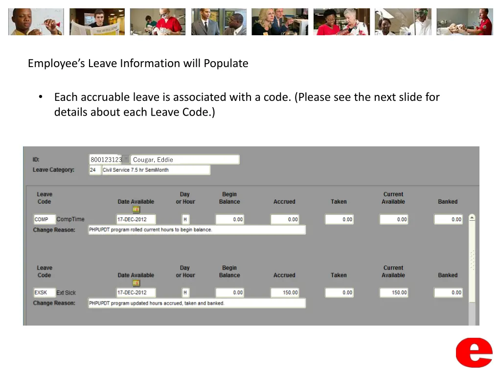 employee s leave information will populate