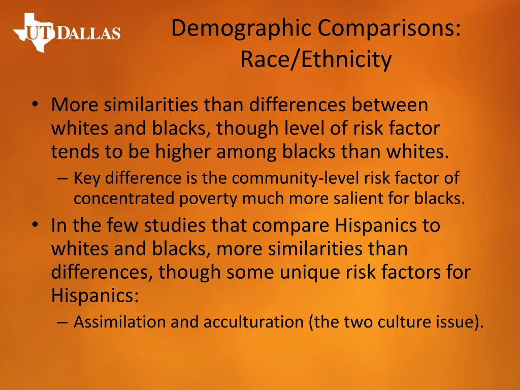 demographic comparisons race ethnicity