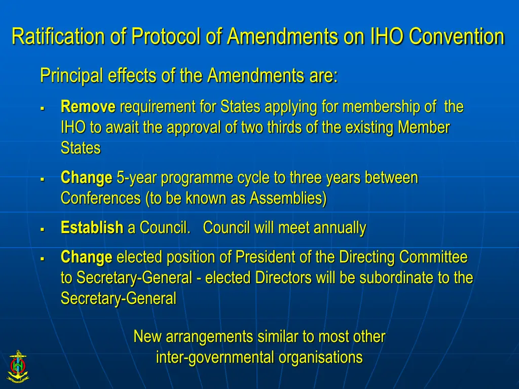 ratification of protocol of amendments