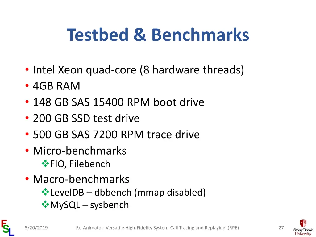 testbed benchmarks