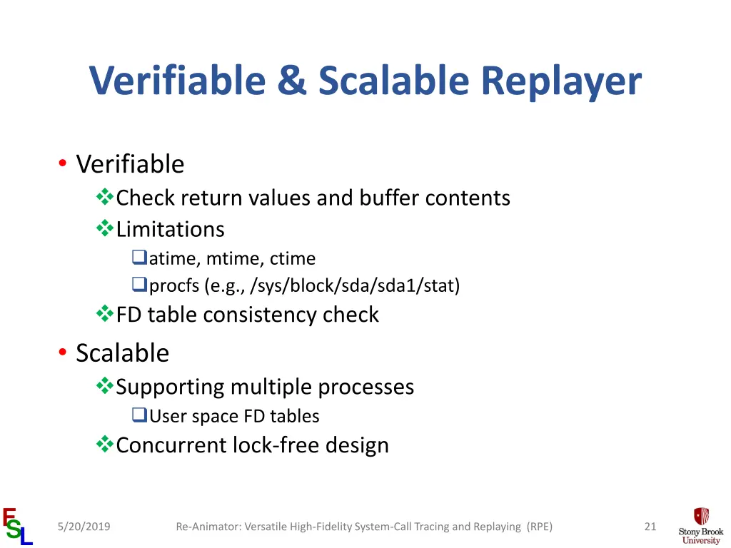 verifiable scalable replayer