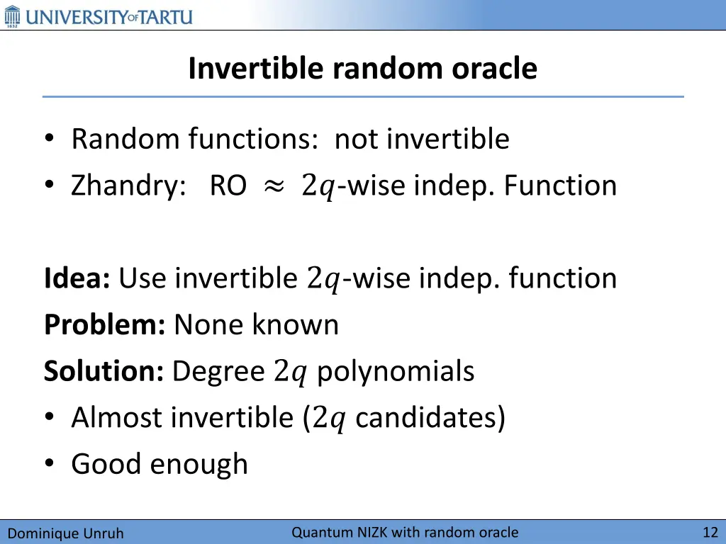 invertible random oracle