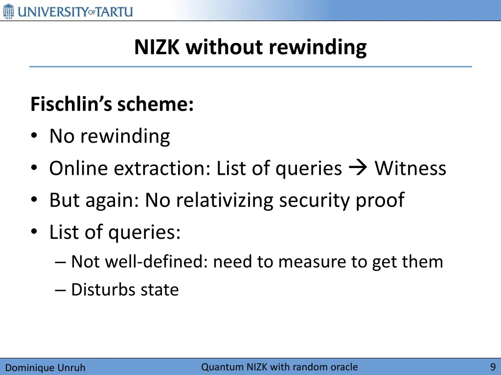 nizk without rewinding