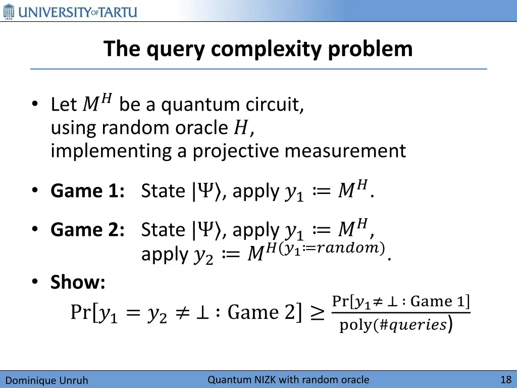 the query complexity problem